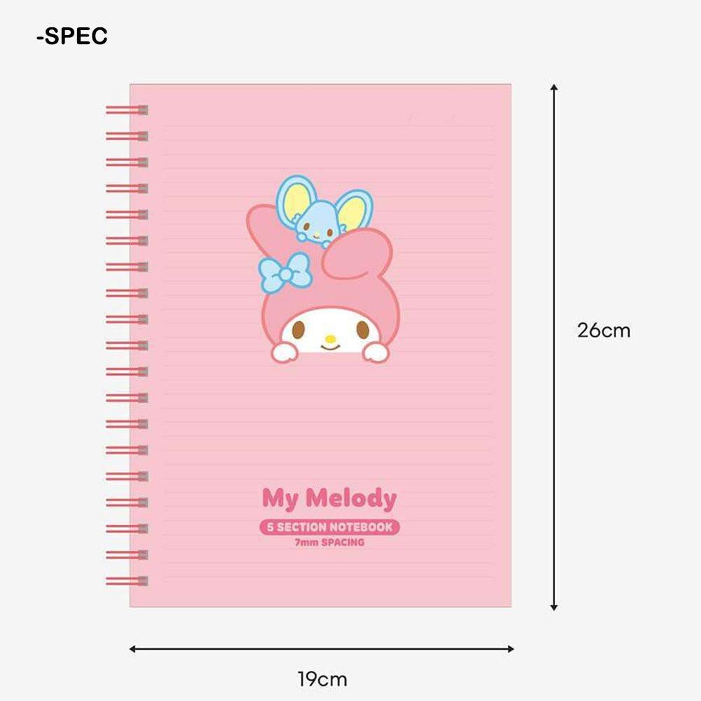 Sanrio Characters 5 Section Notebook