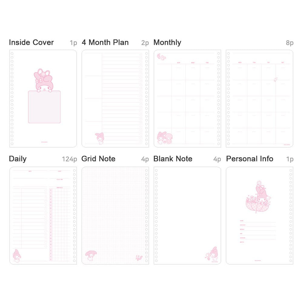 Sanrio Characters 4-Month Study Planner Set