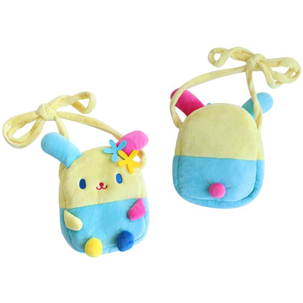 Sanrio plush pouch crossbody bag, Sanrio plush pouch shoulder bag, Sanrio stuffed animal pouch bag, Sanrio My Sweet Piano plush pouch, Sanrio Charmmy Kitty plush pouch, Sanrio Cogimyun plush pouch, Sanrio Usahana plush pouch, Sanrio Corocorokuririn plush pouch,