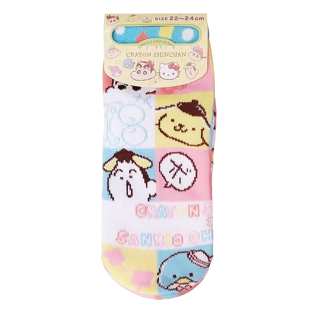 Crayon Shin-chan × Sanrio Characters Low-Cut Socks :Square