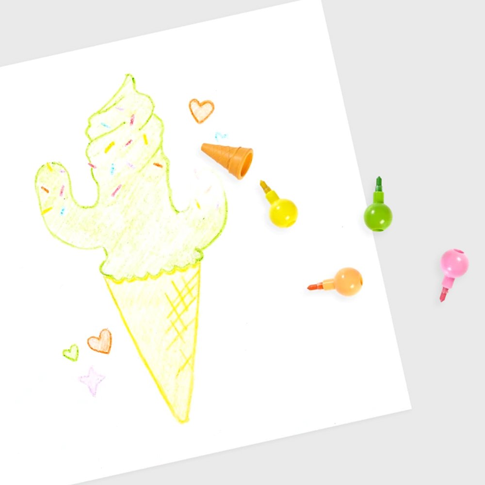 Rainbow Ice Cream Scoops Scented Stacking Erasable Crayons