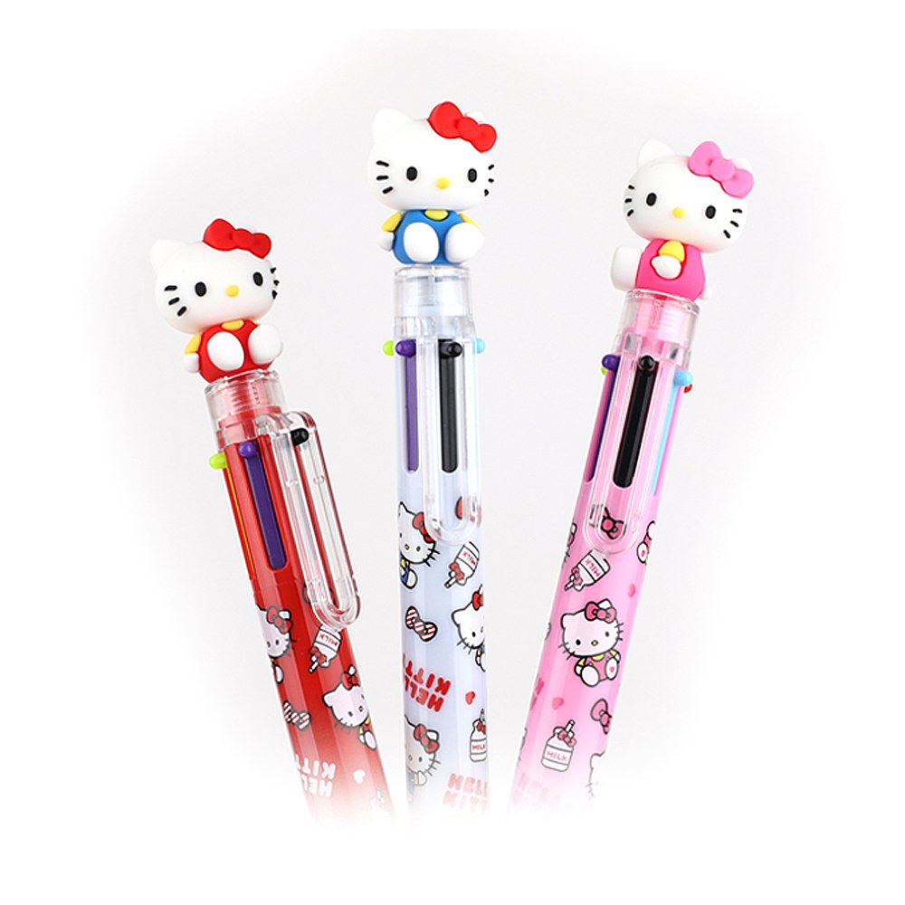SanrioHello Kitty 0.7mm 6-Color Pen w/Hello Kitty Figure