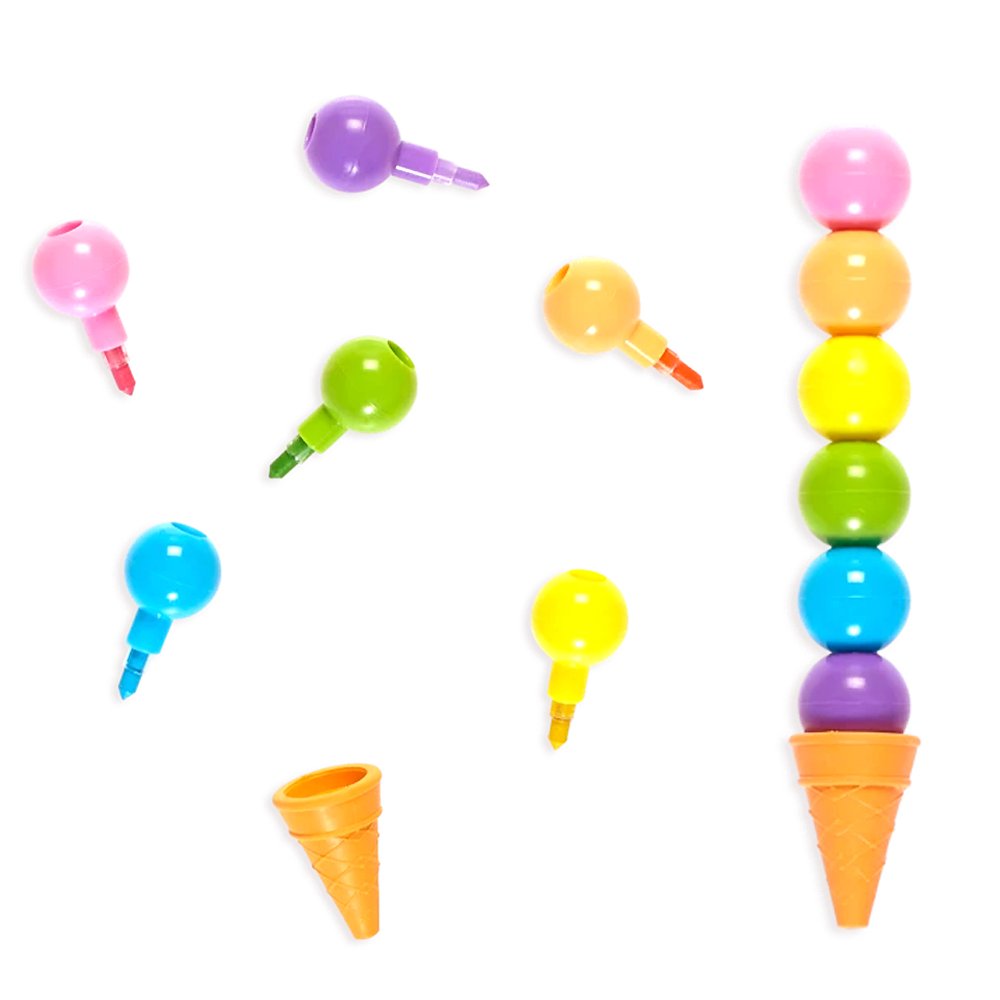 Rainbow Ice Cream Scoops Scented Stacking Erasable Crayons