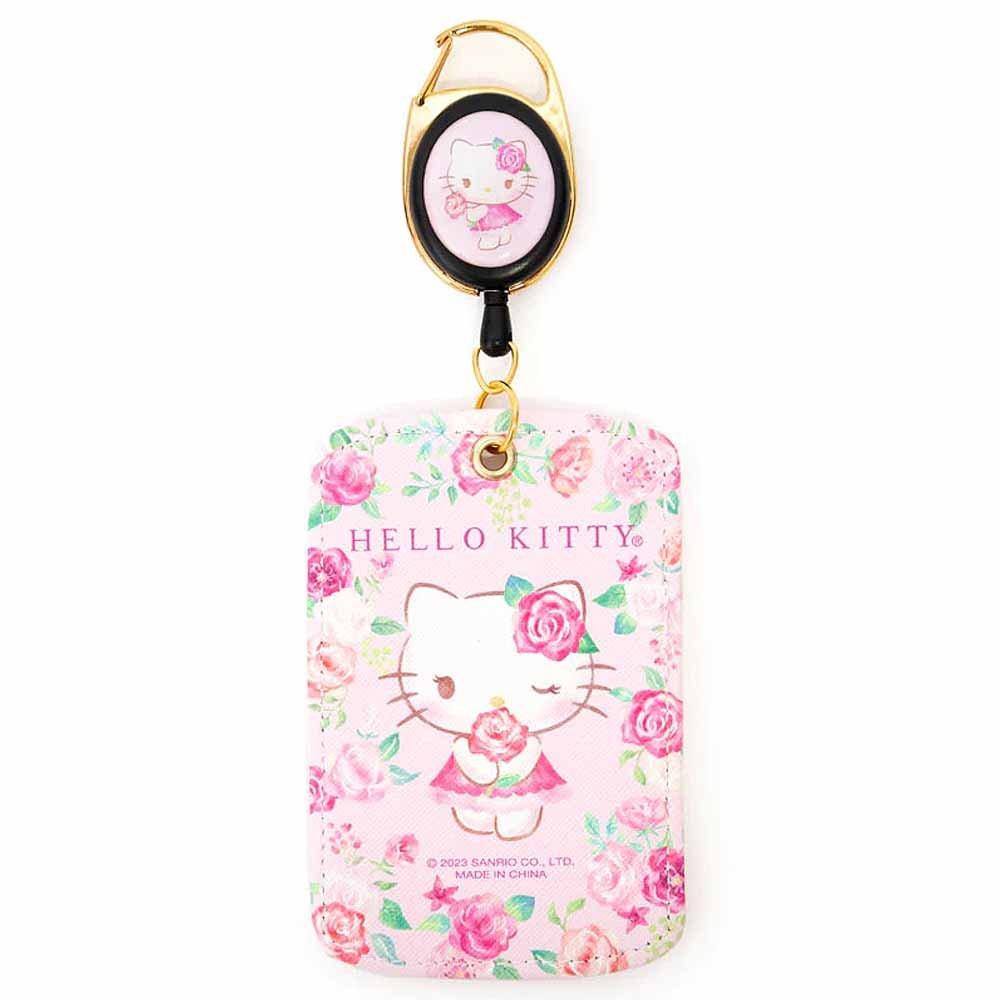 Sanrio Hello Kitty Rose Card Case with Key Reel
