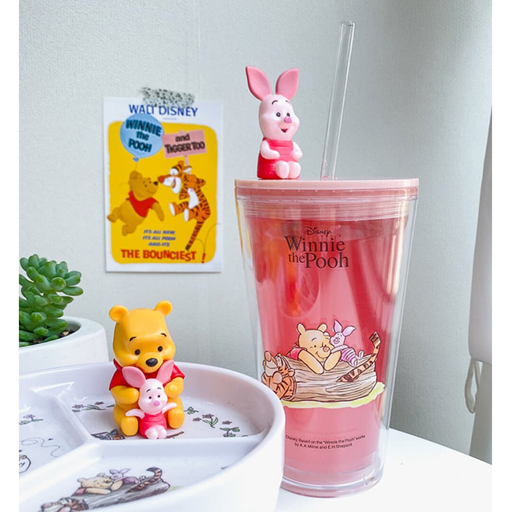Winnie the Pooh 470ml Clear Tumbler with Straw