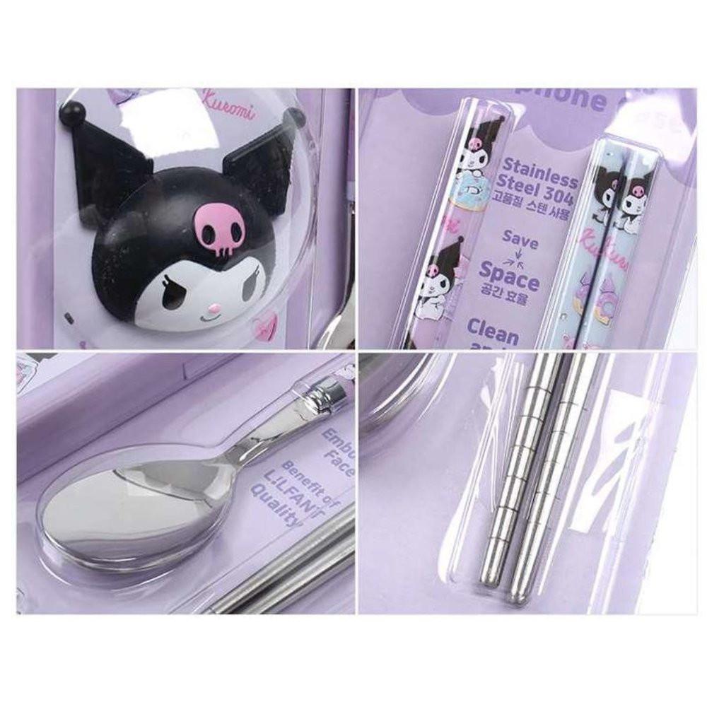 Sanrio Kuromi Spoon Chopsticks Cute Case Utensil Set