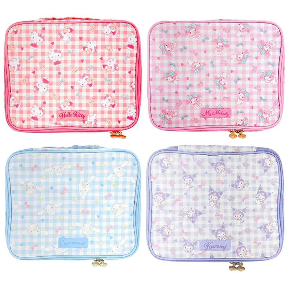 Sanrio Characters Gingham Divider Cosmetic Case