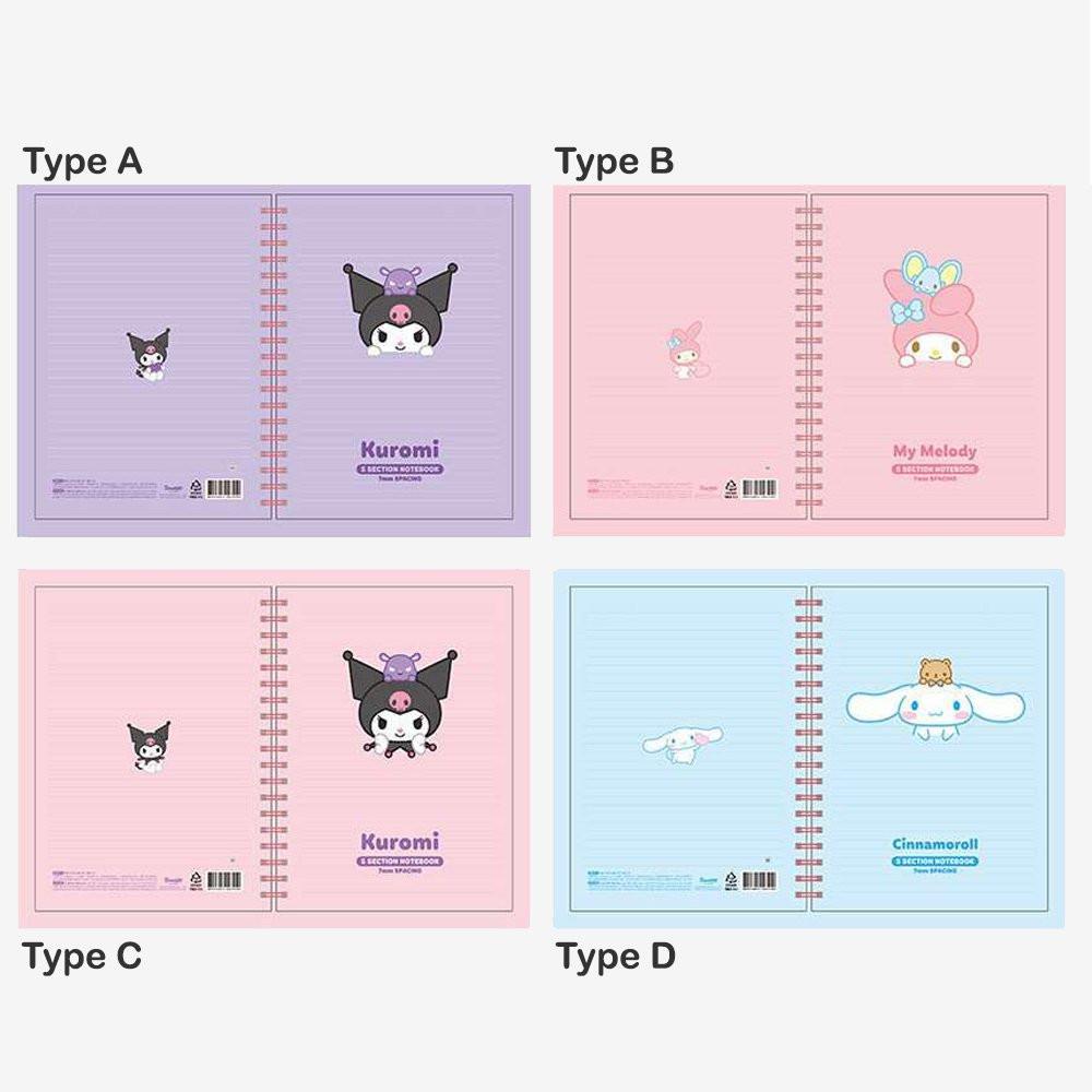Sanrio Characters 5 Section Notebook
