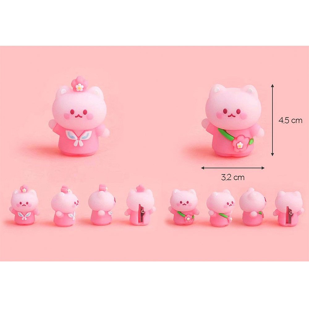 Cherry Blossom Cat Figure Pencil Sharpener