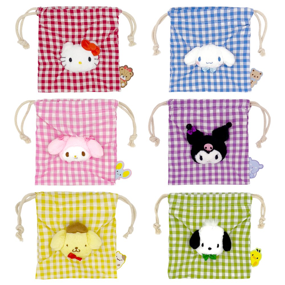 Sanrio Characters Checker Drawstring Pouch