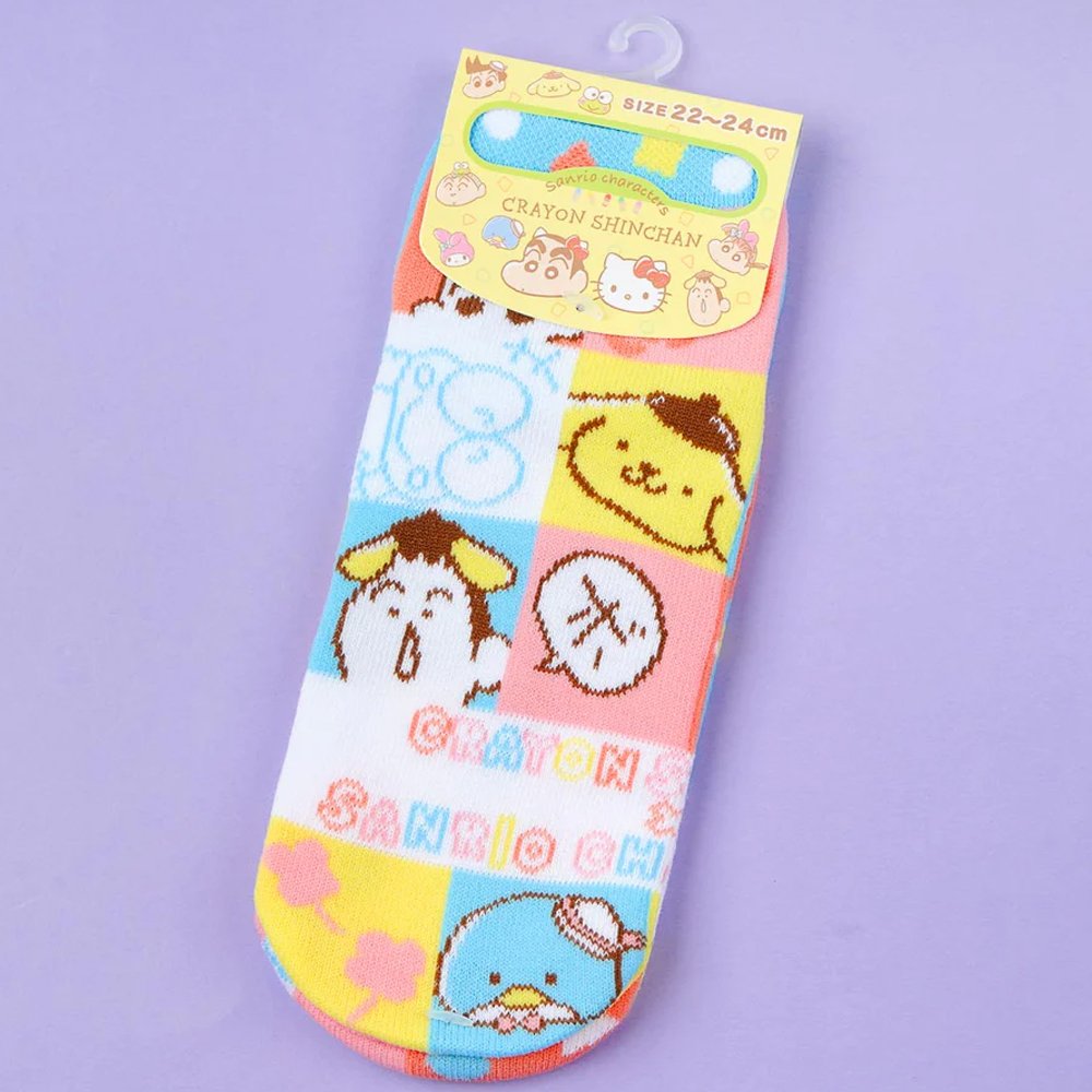 Crayon Shin-chan × Sanrio Characters Low-Cut Socks :Square