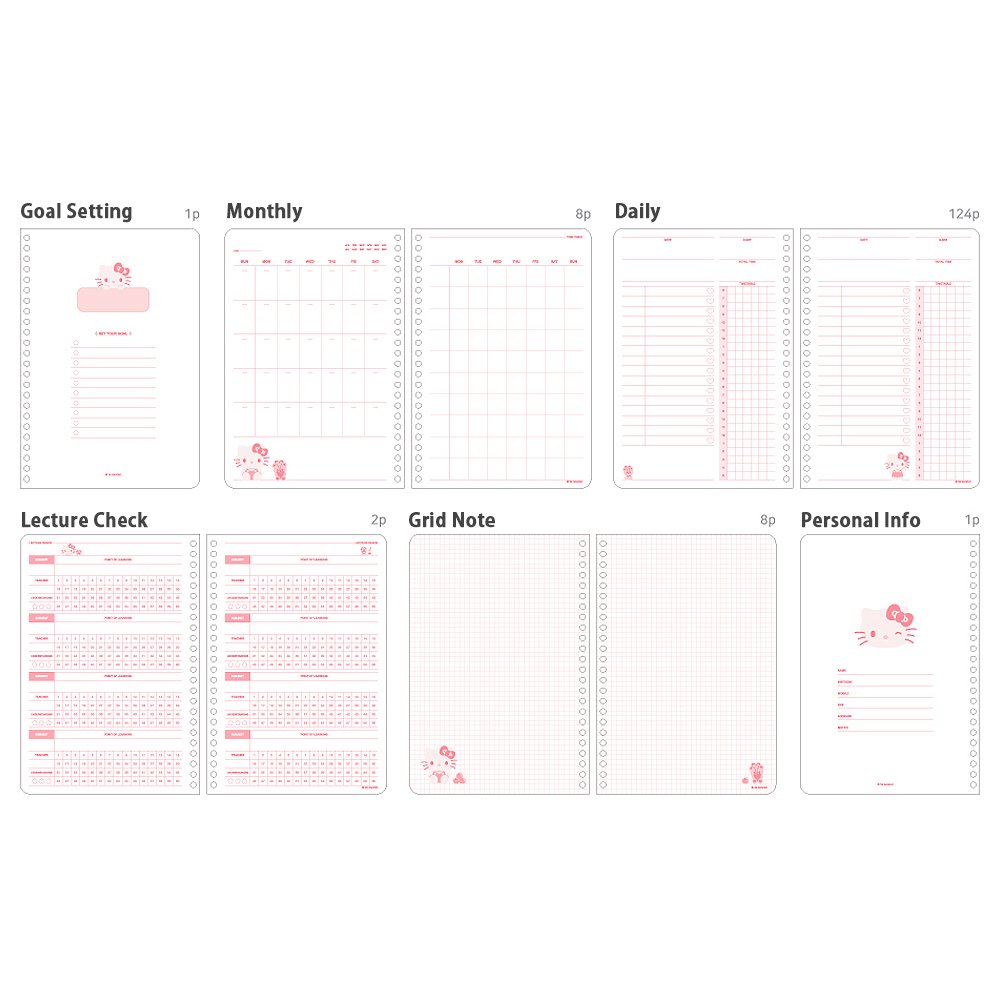 Sanrio Characters 4-Months Study Planner Set : Cutie
