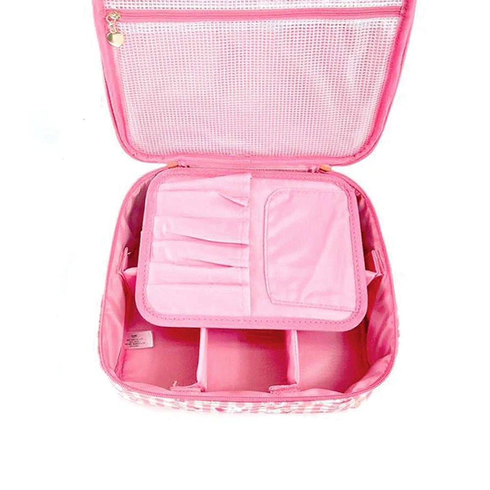 Sanrio Characters Gingham Divider Cosmetic Case