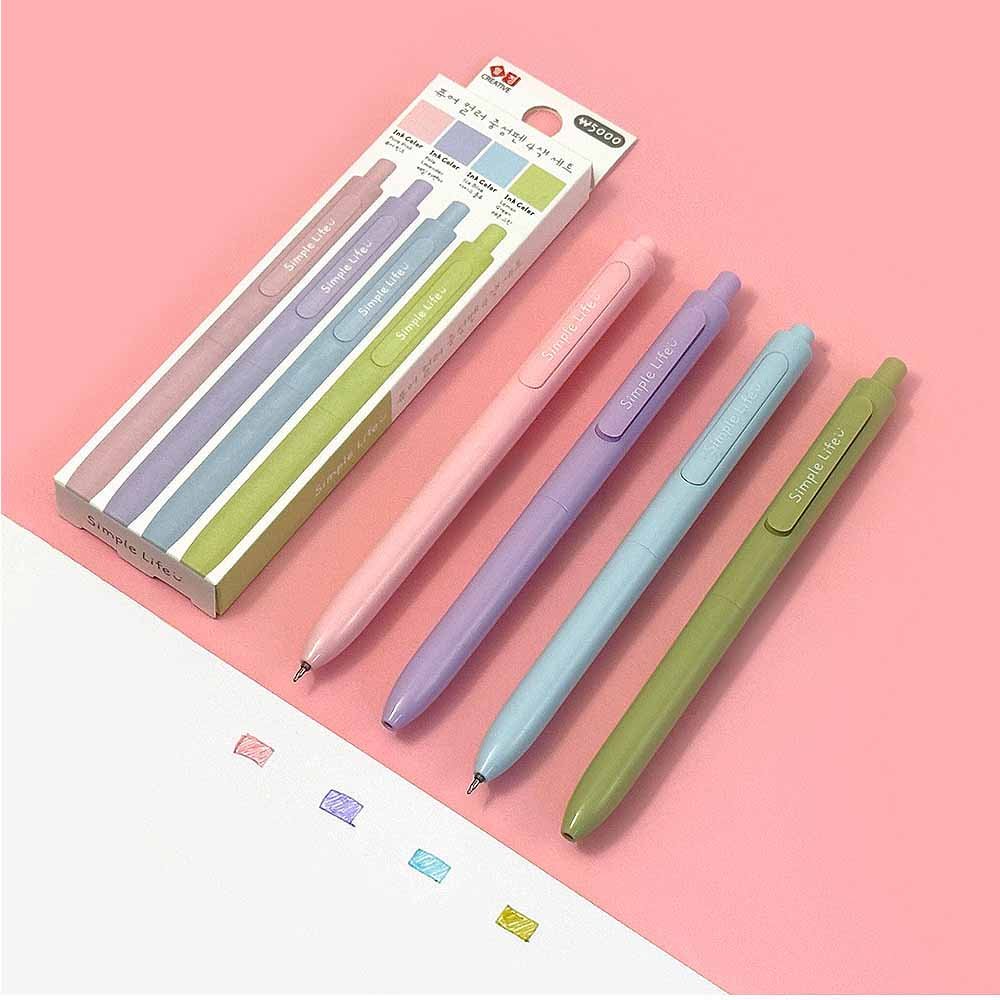 Simple Pure Color Gel Pen 4-Color Set