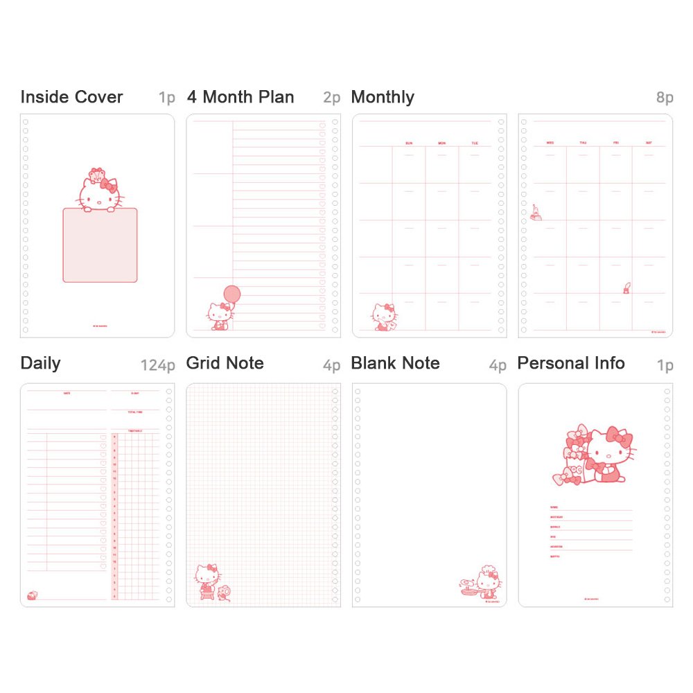 Sanrio Characters 4-Month Study Planner Set