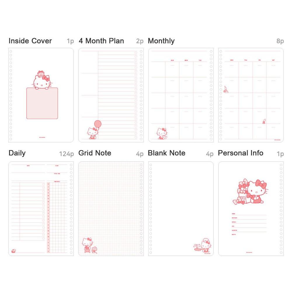 Sanrio Characters 4-Month Study Planner Set