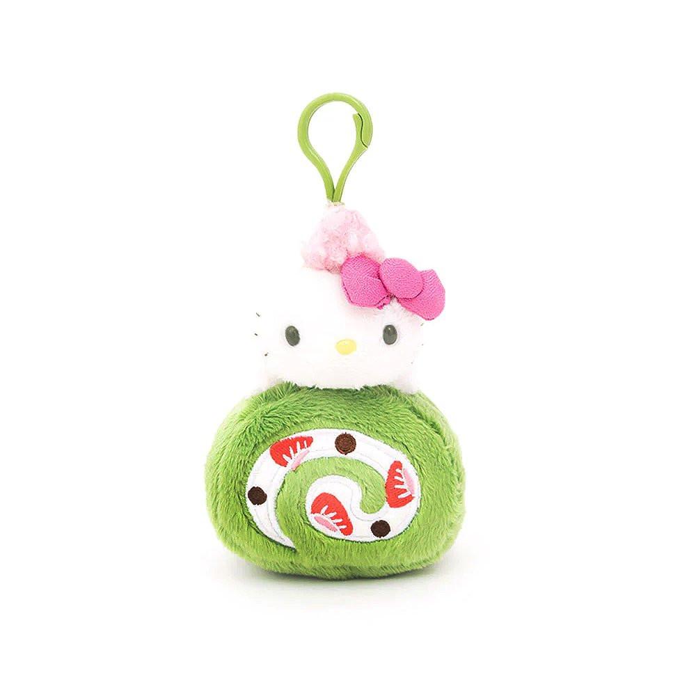 Sanrio Hello Kitty Matcha Swiss Roll cake Mascot Clip-On Plush