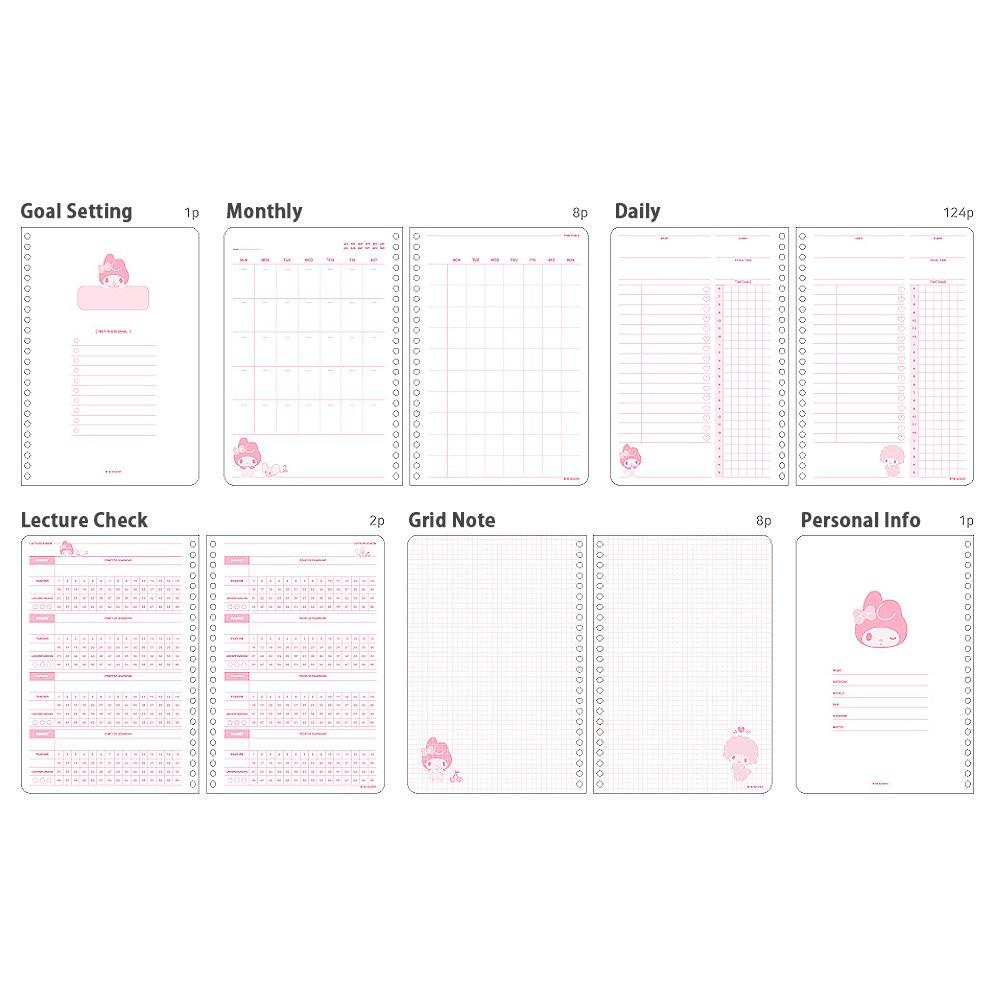 Sanrio Characters 4-Months Study Planner Set : Cutie