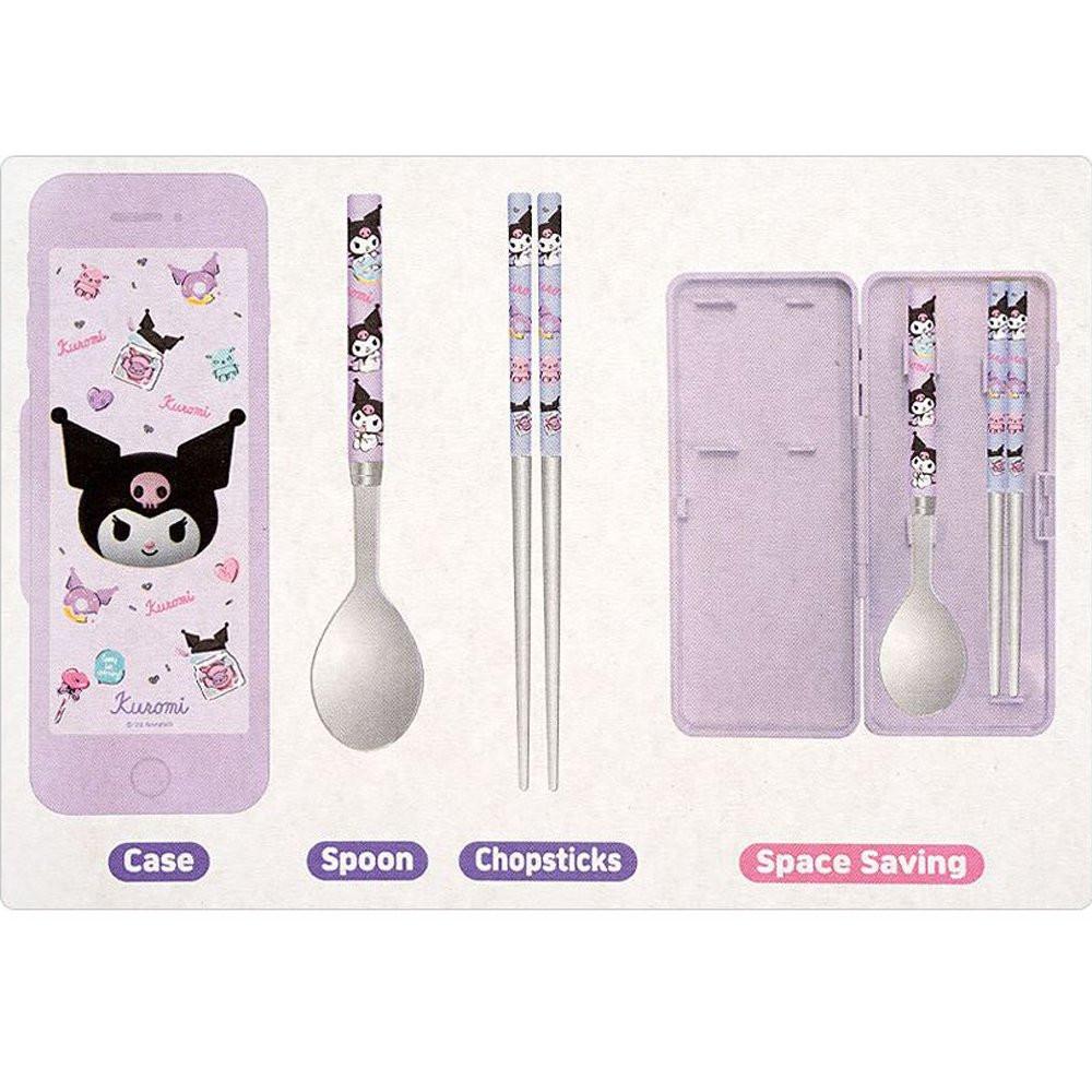 Sanrio Kuromi Spoon Chopsticks Cute Case Utensil Set