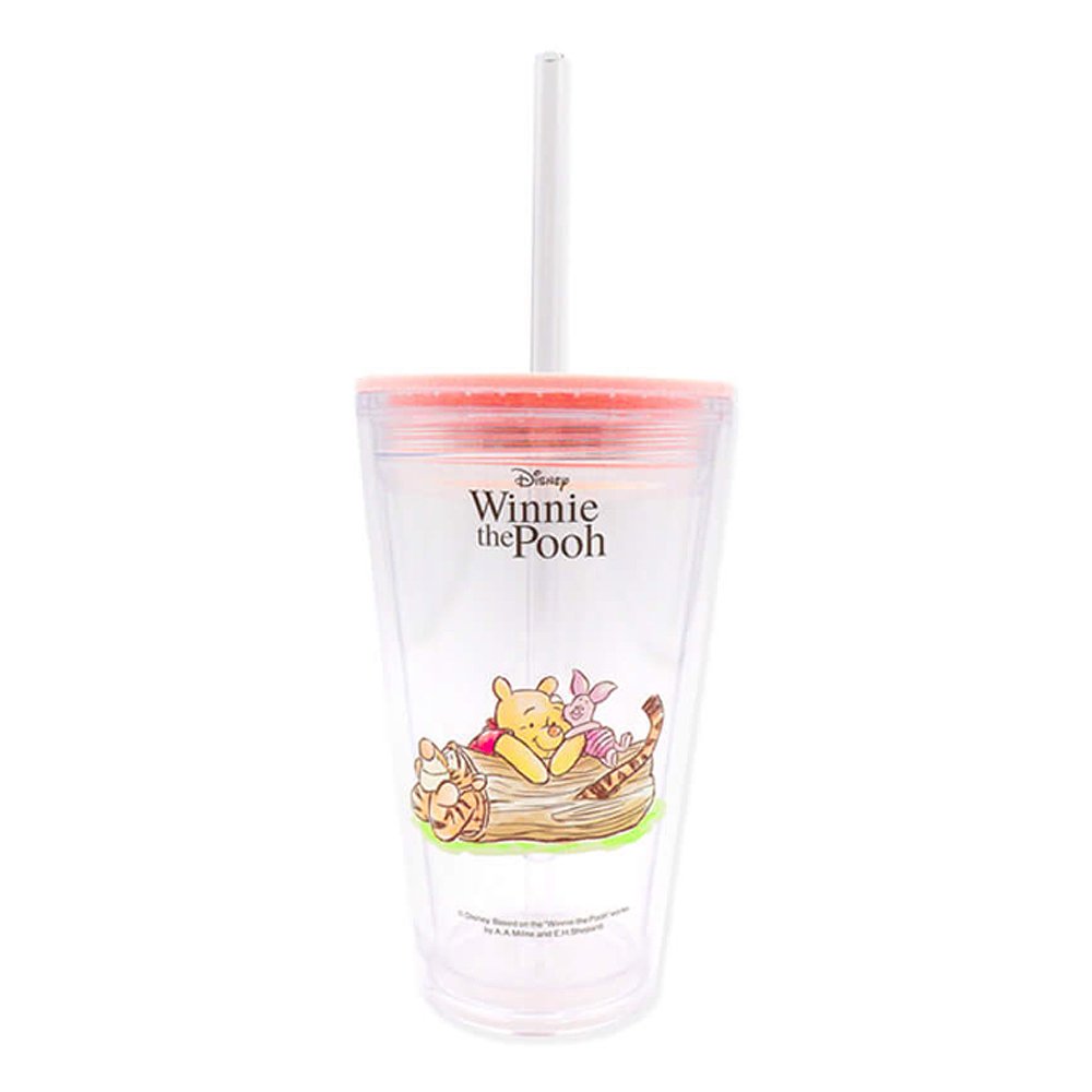 Winnie the Pooh 470ml Clear Tumbler with Straw