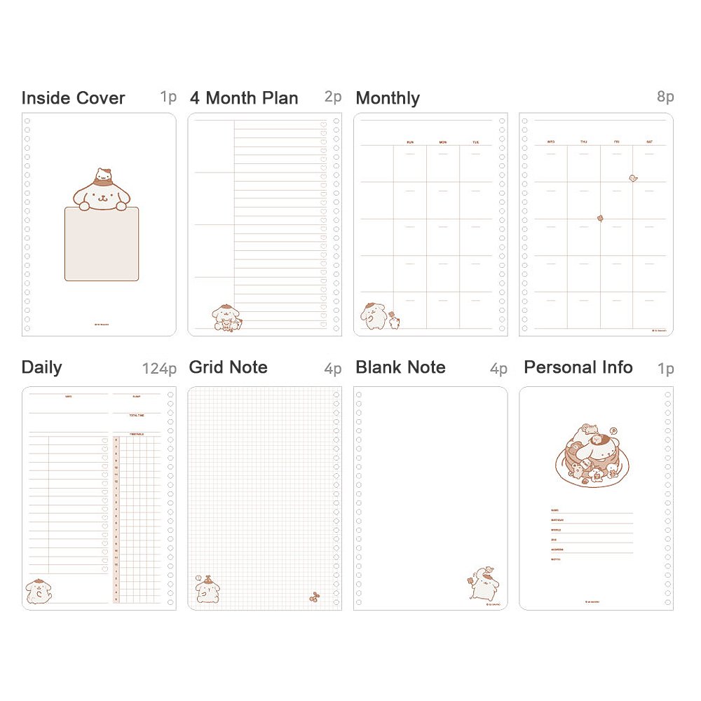 Sanrio Characters 4-Month Study Planner Set
