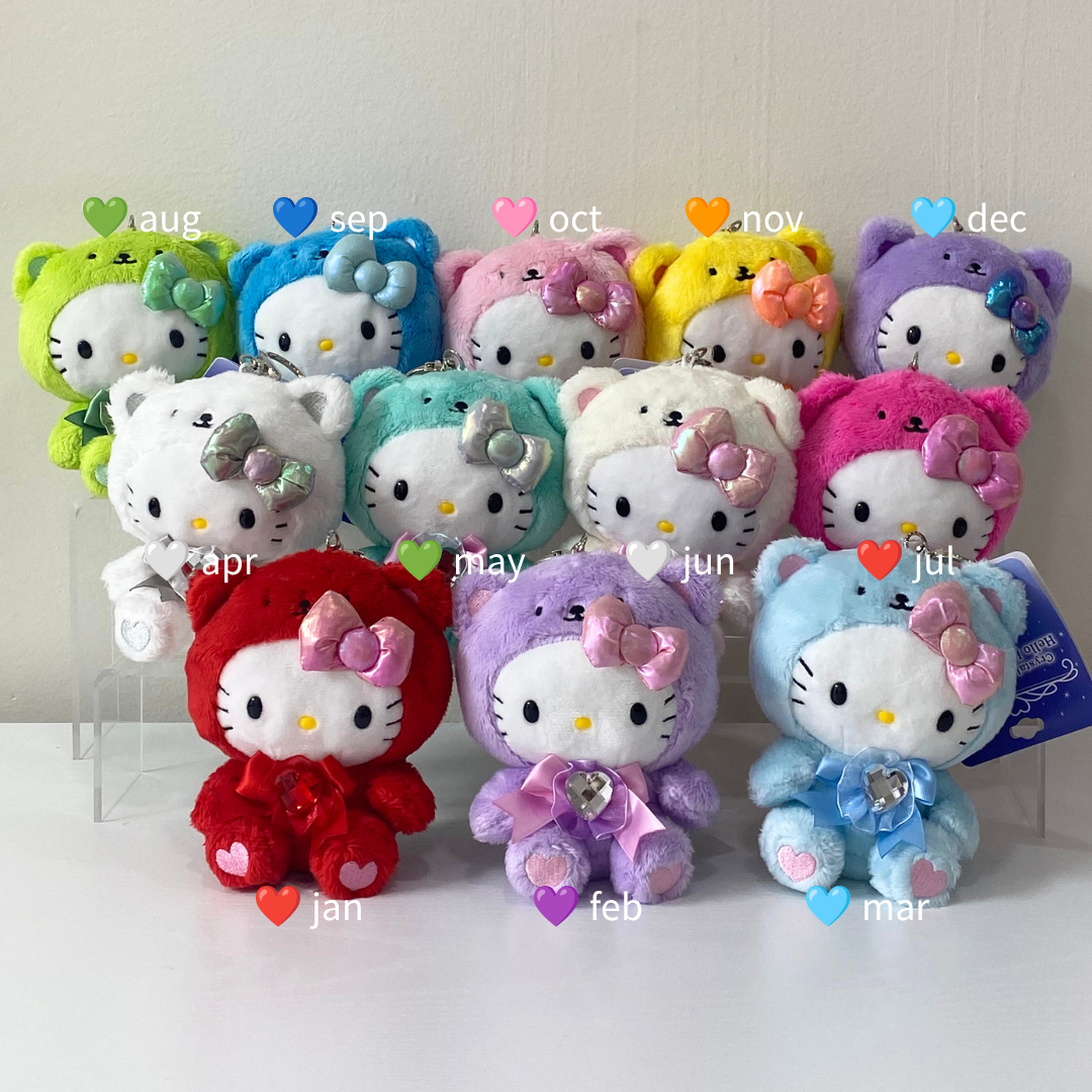 Sanrio Hello Kitty Birthstone July Plush Mascot Clip-on Keychain