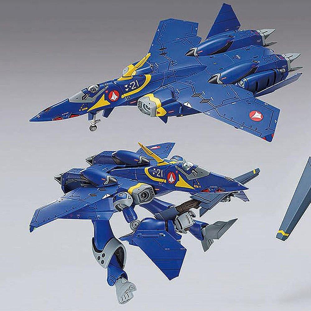 Finished look of HG YF-21 using official Bandai water-slide decals for high-detail modeling