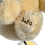 Bella Sweet Dream teddy bear plush toy wearing a blue nightcap with a star and holding a blue blankie with "Bella" embroidered on its foot