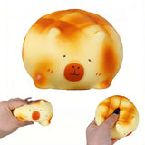 Soft capybara-shaped melon pan bread squishy toys with golden-brown baked textures and minimalist facial features