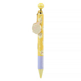 An official licensed collection of Chiikawa mechanical pencils in pink, blue, and yellow. Each pencil features a matching striped ball topper and a dangling enamel character charm of Chiikawa, Hachiware, or Usagi.