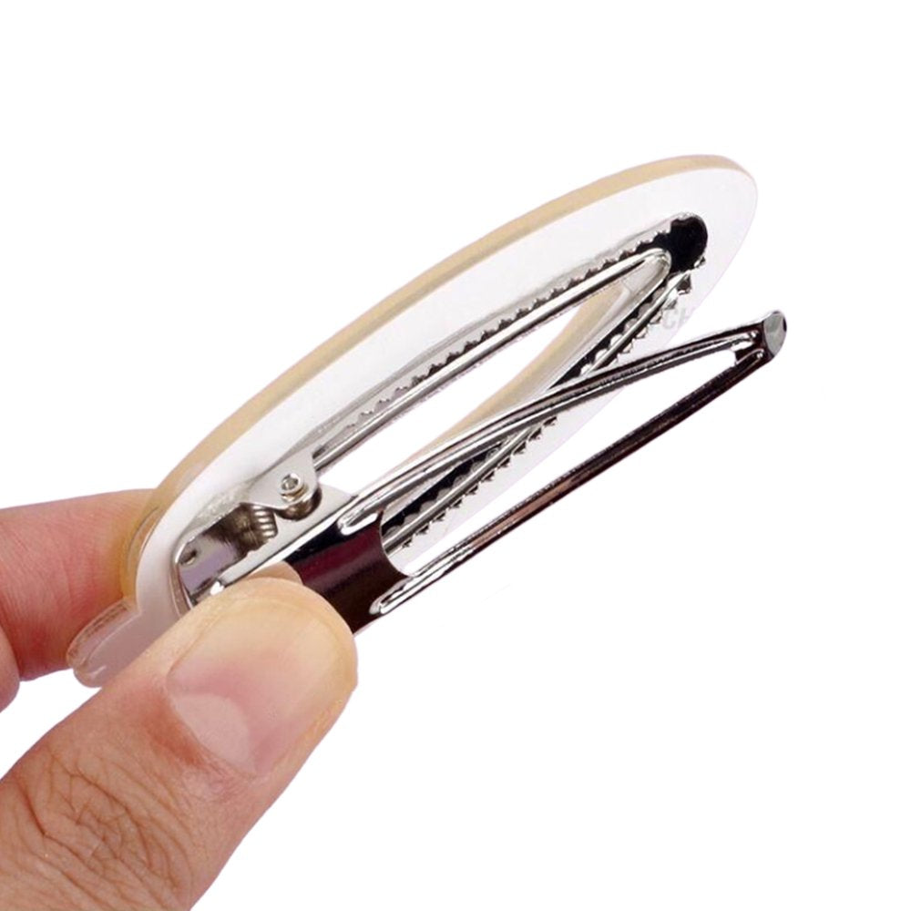 Three Chiikawa character hair clips in white and yellow, featuring the minimalist faces of Chiikawa, Usagi, and Hachiware