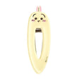Pastel yellow teardrop-shaped Usagi character hair clip from Chiikawa featuring a minimalist blushing face, rabbit ears, and a sturdy metal spring mechanism.