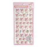 Four colorful officially licensed Chiikawa and Friends Bonbon Drop 3D resin sticker sheets, featuring Chiikawa, Hachiware, Usagi, and other fan-favorite friends in cute poses
