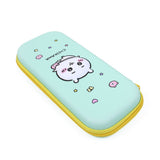 A set of three officially licensed Chiikawa hard-shell pencil cases in mint green, blue gingham, and lime green featuring the characters Chiikawa, Hachiware, and Usagi. Each case displays a high-quality character illustration with a sturdy zip-around closure.