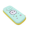 A set of three officially licensed Chiikawa hard-shell pencil cases in mint green, blue gingham, and lime green featuring the characters Chiikawa, Hachiware, and Usagi. Each case displays a high-quality character illustration with a sturdy zip-around closure.