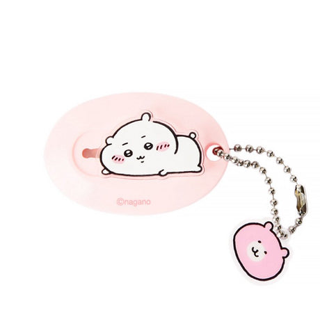 Three officially licensed Chiikawa mini retractable utility knives in yellow, light blue, and pink. Each oval-shaped cutter features a 3D-style character (Usagi, Hachiware, or Chiikawa) in a laying down pose.