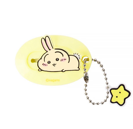 Three officially licensed Chiikawa mini retractable utility knives in yellow, light blue, and pink. Each oval-shaped cutter features a 3D-style character (Usagi, Hachiware, or Chiikawa) in a laying down pose.