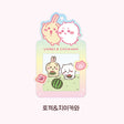 Colorful, officially licensed Chiikawa photo frame keychains featuring pastel gradients, character illustrations, and transparent window slots. Gold keyrings and lobster clasps are attached at the top of each charm holder.