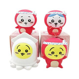 Four officially licensed Chiikawa vinyl figures, featuring characters Chiikawa, Usagi, and Hachiware in red octopus and white squid costumes with blue and white polka-dot headbands.