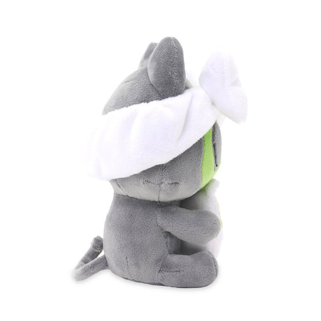A 6-inch Hakongee grey cat plush wearing a green spa face mask and a white bow headband, officially licensed and made by WSL