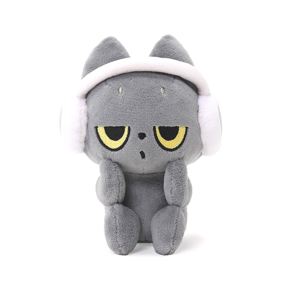 This officially licensed 6-inch Hakongee grey cat plush made by WSL features a grumpy expression and soft white plush headphones