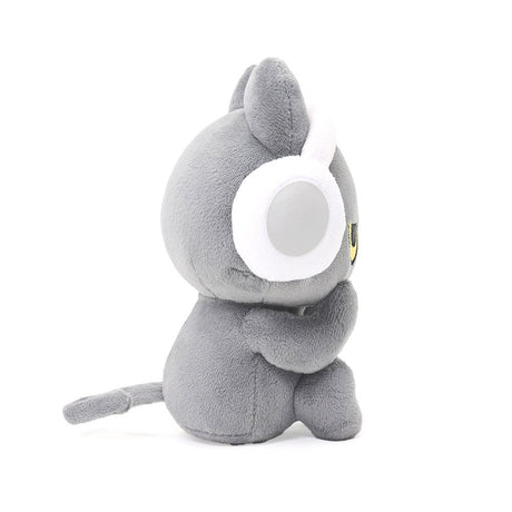 This officially licensed 6-inch Hakongee grey cat plush made by WSL features a grumpy expression and soft white plush headphones