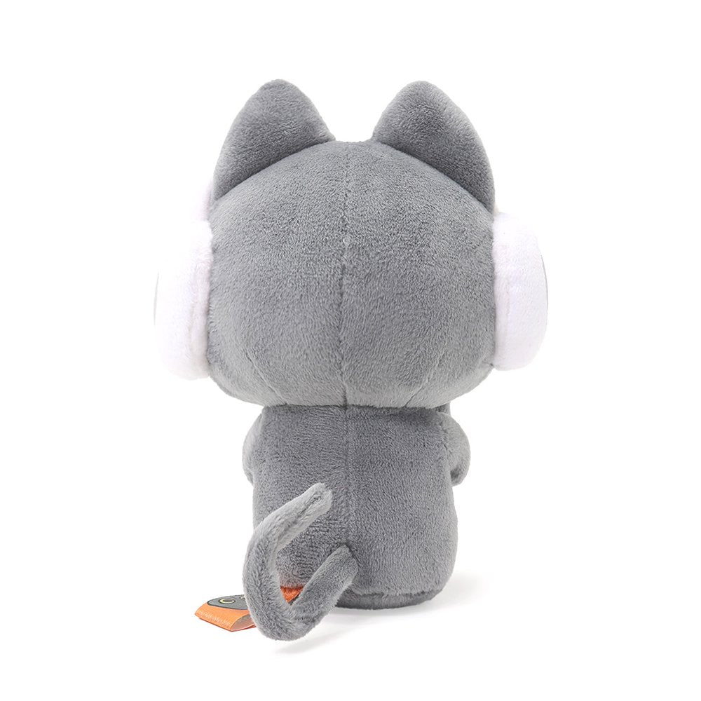 This officially licensed 6-inch Hakongee grey cat plush made by WSL features a grumpy expression and soft white plush headphones