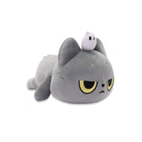 Person holding a grey cat Hakongee plush toy with a ghost on its head