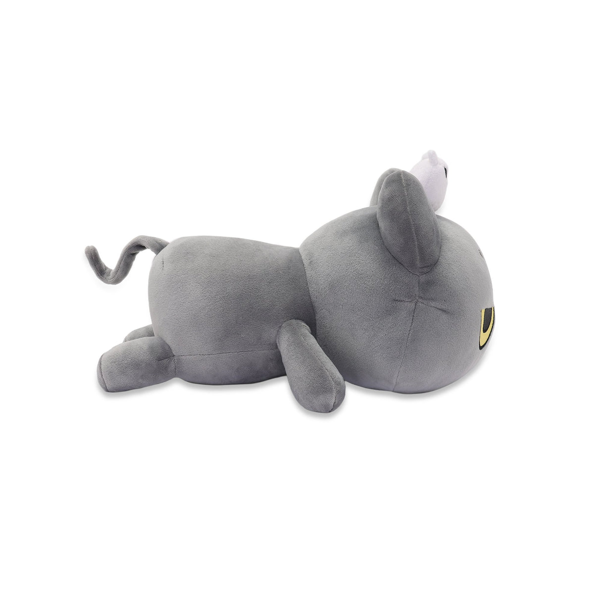 Person holding a grey cat Hakongee plush toy with a ghost on its head