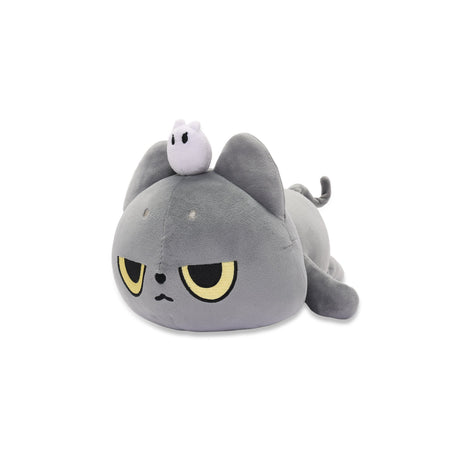 A grey cat Hakongee plush toy with a ghost on its head