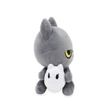 Black cat plush toy with a white Snoozy on a white background