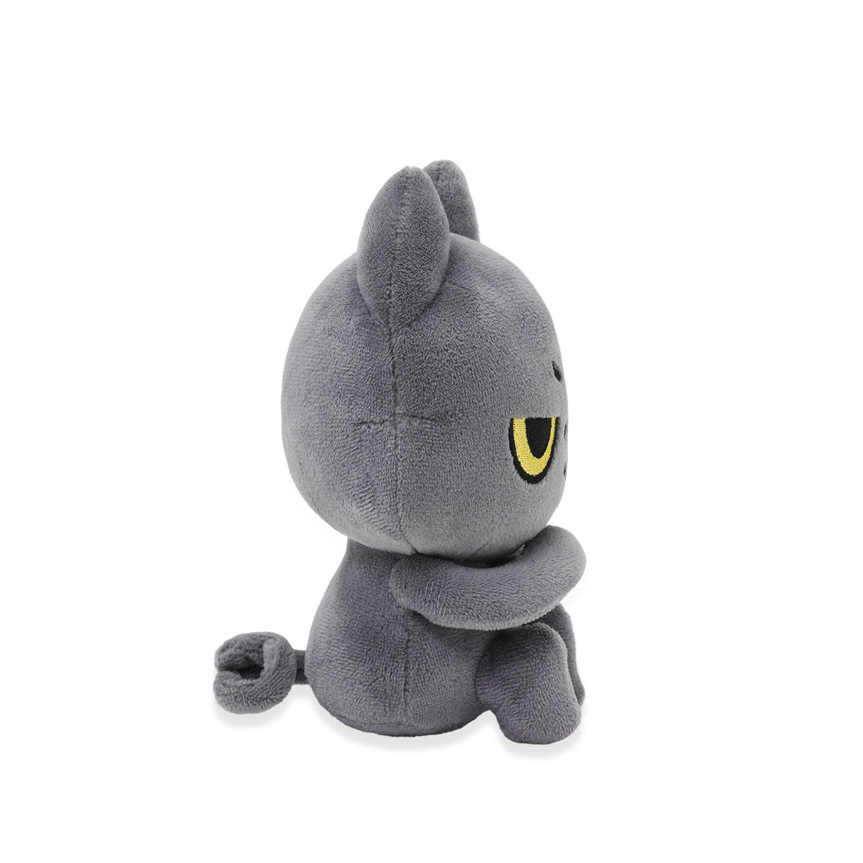 Black Cat plush toy with a yellow eye on a white background
