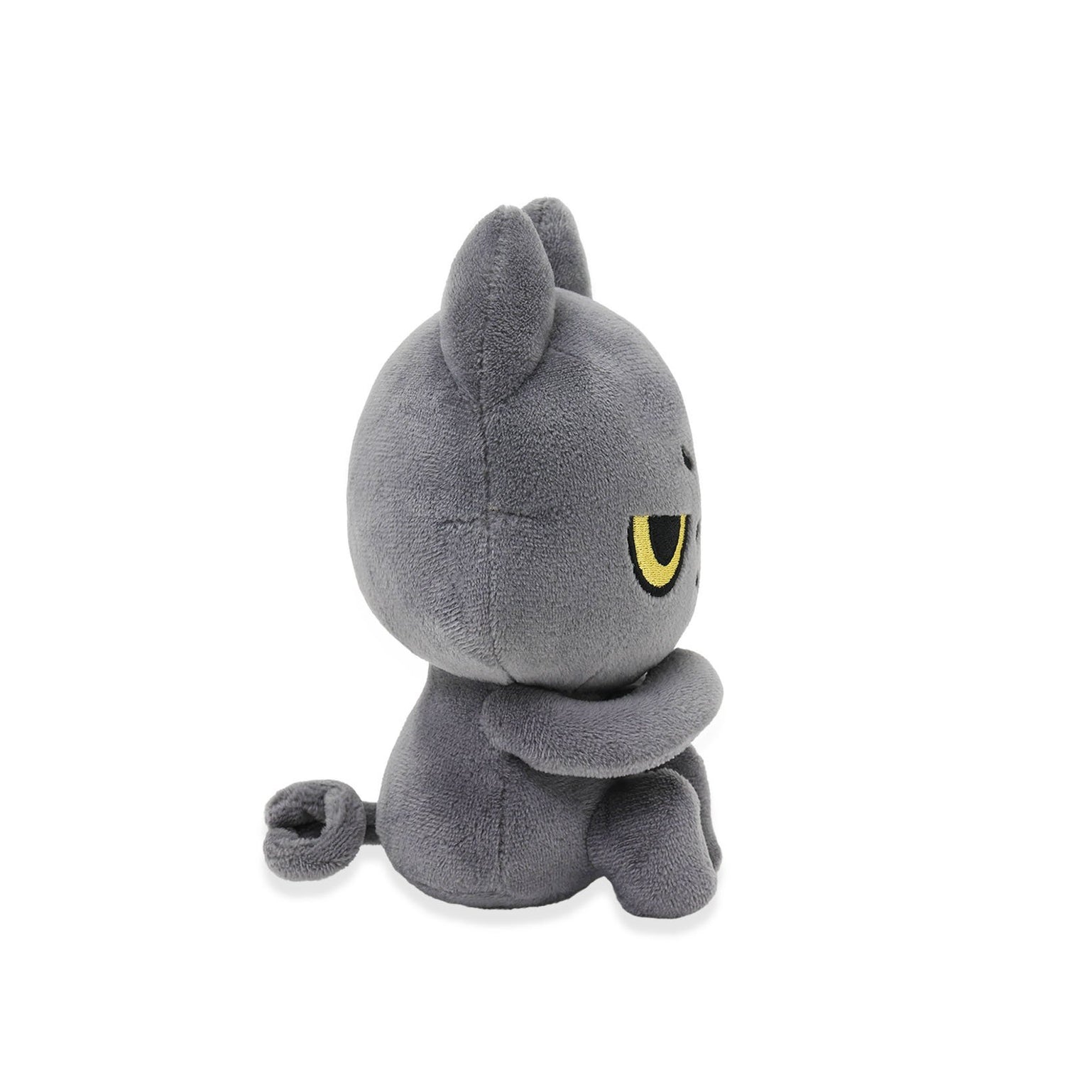 Black Cat plush toy with a yellow eye on a white background