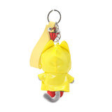 Hakongee the grey cat plush keychain wearing a yellow hooded raincoat and red boots, officially licensed and made by WSL